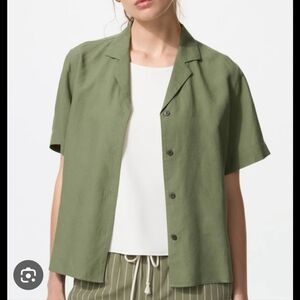 Women's Casual Olive Green Button Up